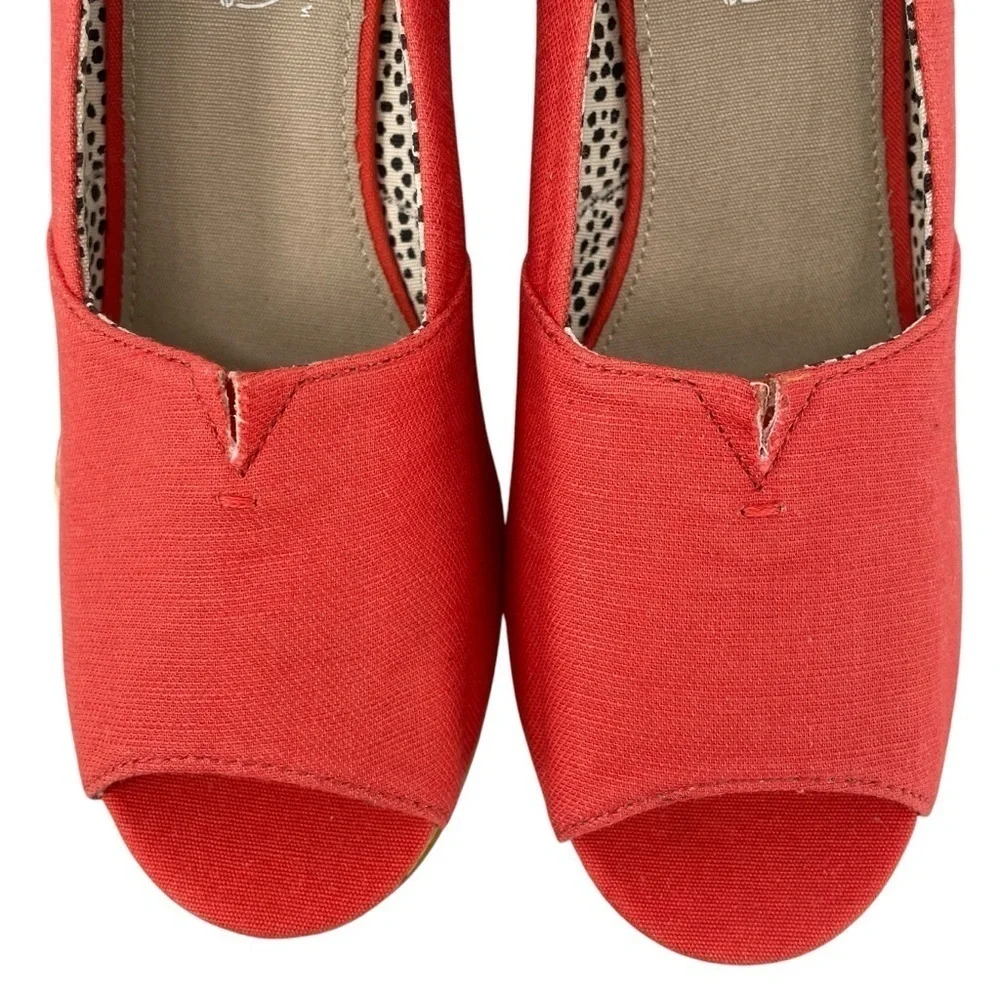Toms Michelle Slubby Woven Organic Cotton Wedge in Paprika Fresh Flirty - Sz 10